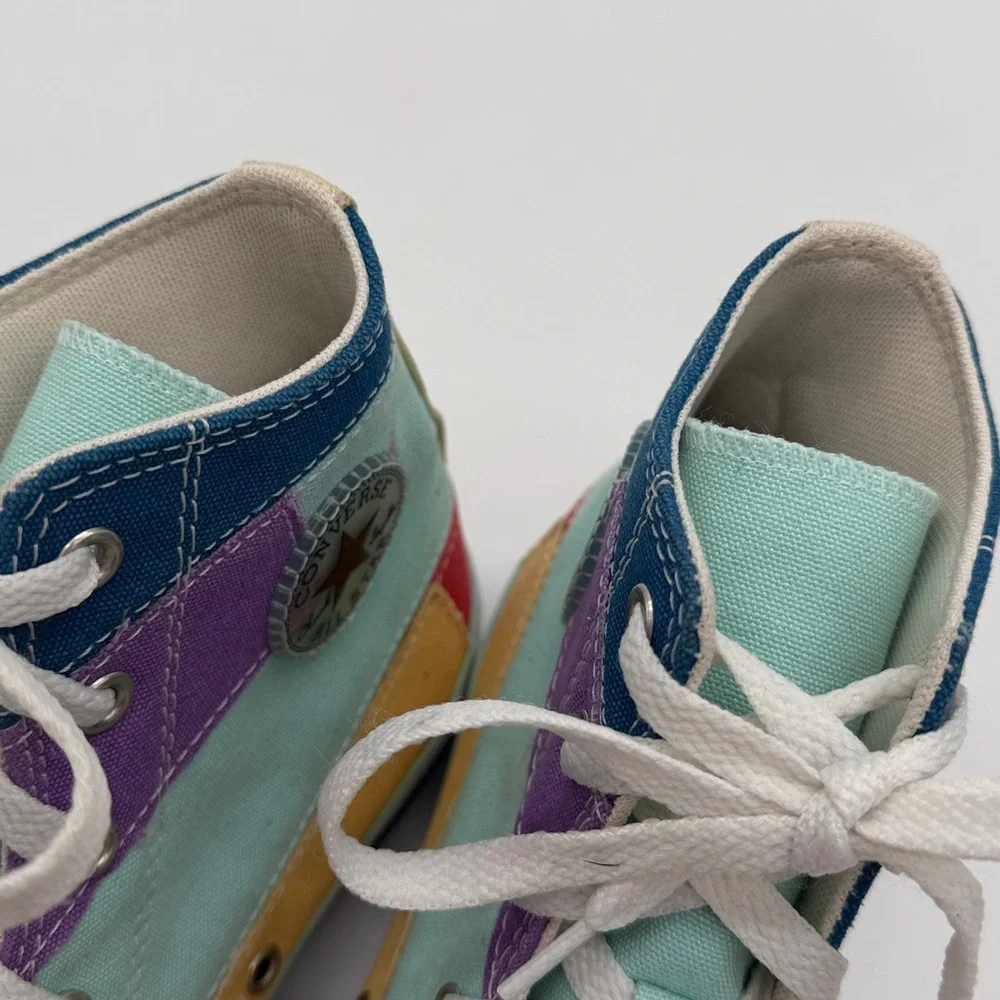 Converse Chuck Taylor All Star Lift Hi Sneaker-Patchwork Color Block Big Girl 7